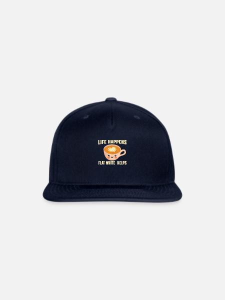 Flat White - Snapback Baseball Cap - navy