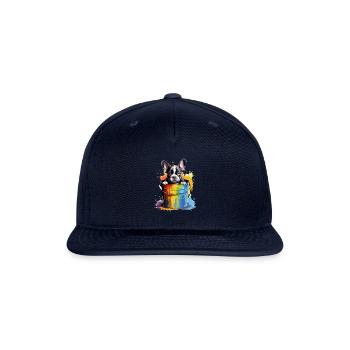 French Bulldog Cute Dog in Paint Bucket - Snapback Baseball Cap - navy - Front