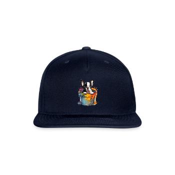 French Bulldog Cute Dog in Paint Bucket - Snapback Baseball Cap - navy - Front