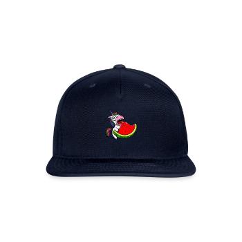 Unicorn Melon Sweet Comic Crazy Funny Quirky - Snapback Baseball Cap - navy - Front