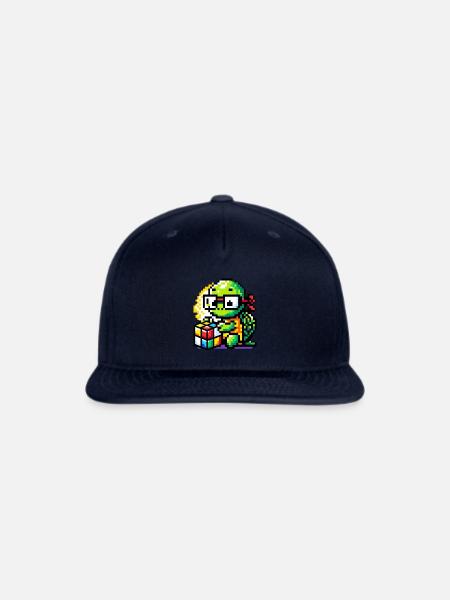 Rubik's Cube & Pixel Turtle - A Brainy Challenge - Snapback Baseball Cap - navy