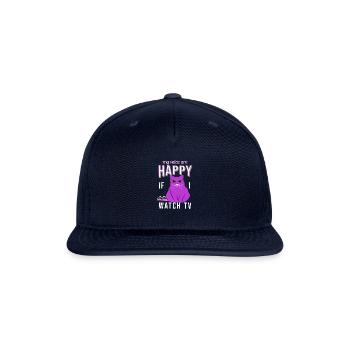 cat saying my mice are happy if i wath TV cat fat - Snapback Baseball Cap - navy - Front