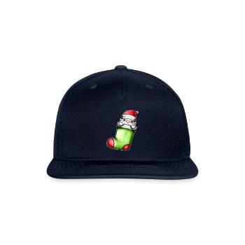 Cute Kawaii Santa In Sock On Chimney Fireplace - Snapback Baseball Cap - navy - Front