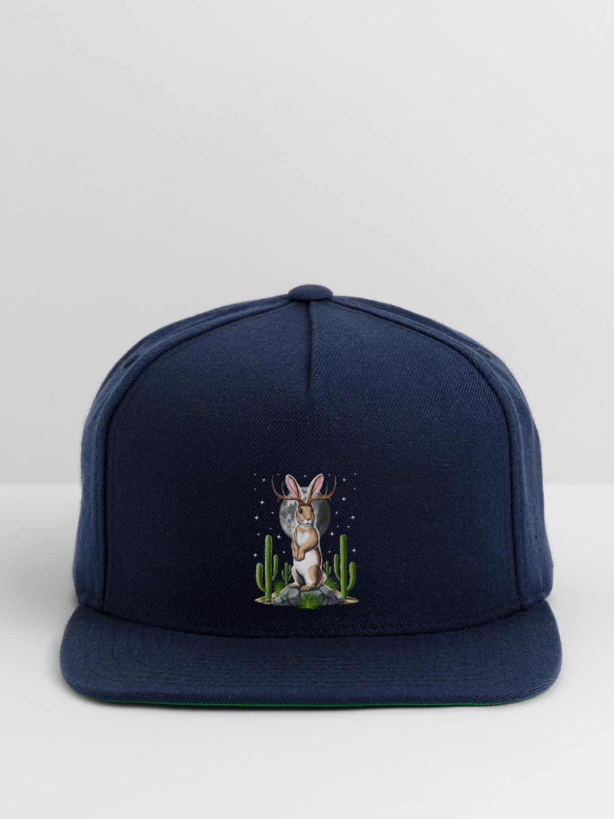 Jackalope Cryptid Rabbit - Snapback Baseball Cap - navy - Front