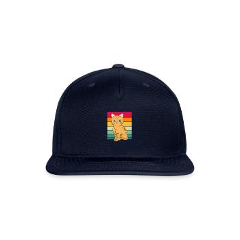 Cat Retro Style Tabby Cat - Snapback Baseball Cap - navy - Front