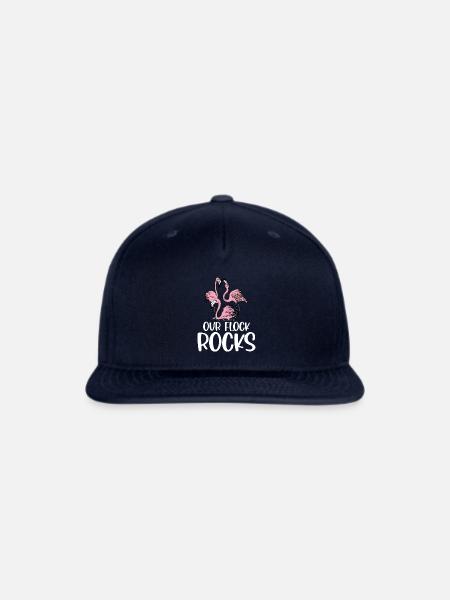 Our Flock Rocks Funny Flamingo - Snapback Baseball Cap - navy