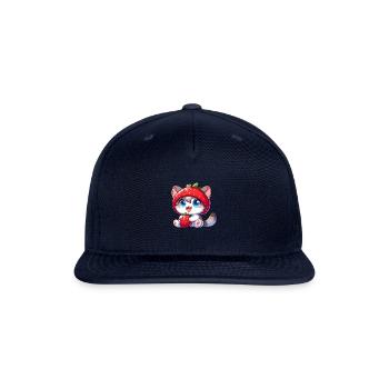 Cute Cat Strawberry Fruit Hat Quirky - Snapback Baseball Cap - navy - Front