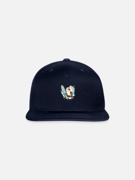 Surfing Bird Kookaburra Watercolor - Snapback Baseball Cap - navy