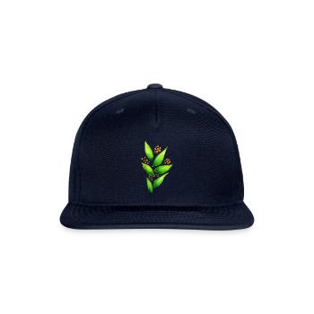 Abstract Watercolor Green Plant With Berrie - Snapback Baseball Cap - navy - Front