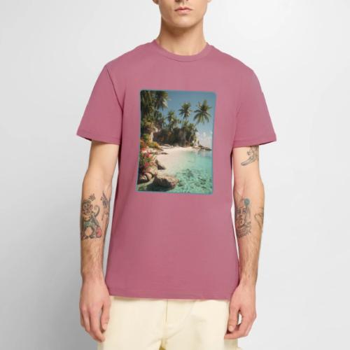 Serene Tropical Beach Floral Design - Men's Premium T-Shirt