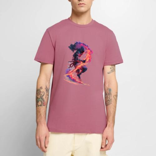 Flaming Ninja Warrior Fantasy Design - Men's Premium T-Shirt