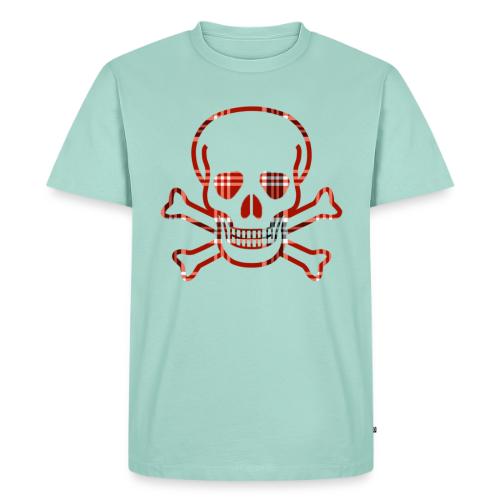 Skull & Cross Bones Red Plaid - Men's Premium T-Shirt