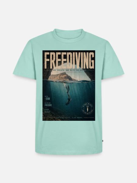 Freediving Depths Ocean Poster - Men's Premium T-Shirt - mint
