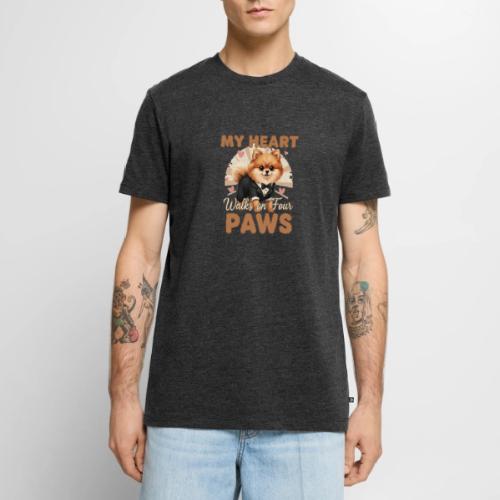 My Heart Walks on Four Paws – Pomeranian tee - Men's Premium T-Shirt