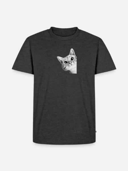 Curious Kitten Mono Sketch - Men's Premium T-Shirt - heather anthracite