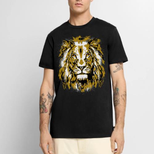 Grunge Lion Head Portrait Drawing - Vintage Lion - Men's Premium T-Shirt