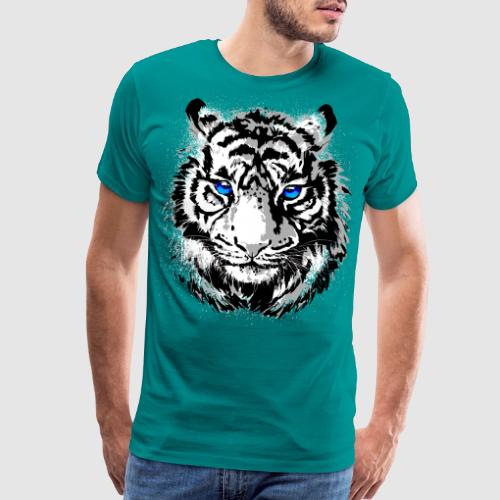 White Tiger Head Portrait - Wildlife Big Cats - Men's Premium T-Shirt