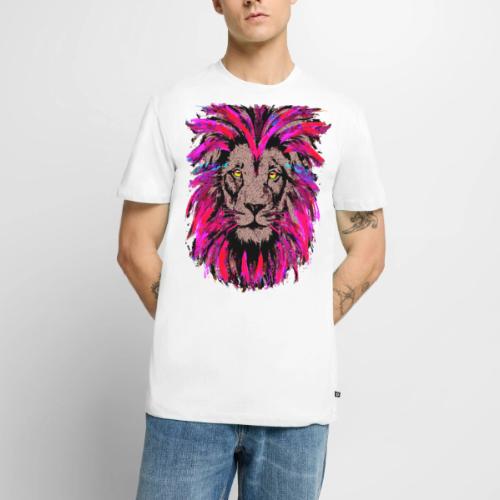 Purple Lion Head - Pink Lion Face Drawing - Men's Premium T-Shirt