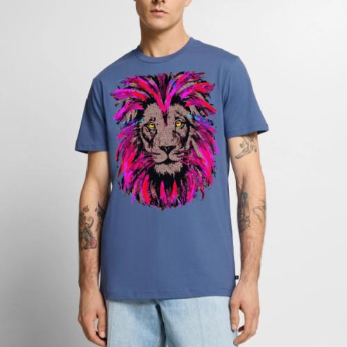 Purple Lion Head - Pink Lion Face Drawing - Men's Premium T-Shirt