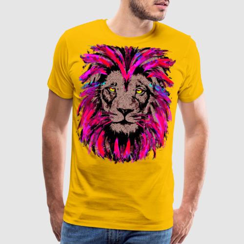 Purple Lion Head - Pink Lion Face Drawing - Men's Premium T-Shirt