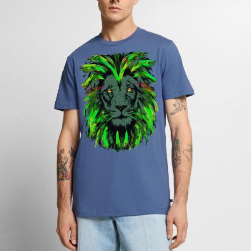 Green Lion Head Portrait Drawing - Green Lion - Men's Premium T-Shirt