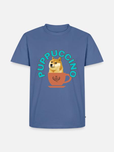 PUPPUCCINO, FUNNY COFFEE DOG - Men's Premium T-Shirt - stone blue