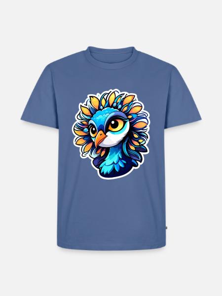 Peacock Bird Illustration - Men's Premium T-Shirt - stone blue