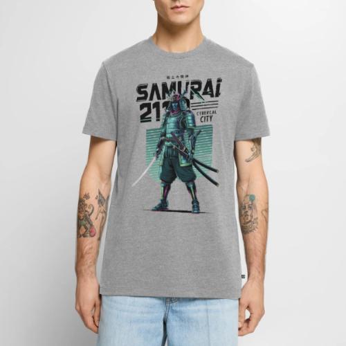 Cyber Samurai 2110: Glowing Katana Warrior - Men's Premium T-Shirt