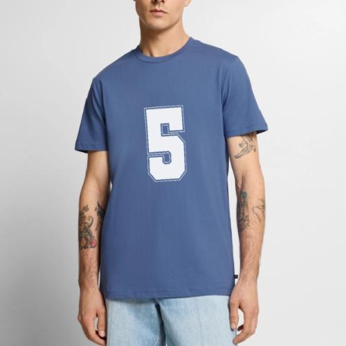 White Number 5 – Varsity Font - Men's Premium T-Shirt