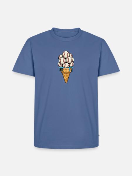 Baseball Ice Cream Cone - Men's Premium T-Shirt - stone blue