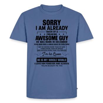Awesome Guy He Was Born In December - Men's Premium T-Shirt - stone blue  - Front - Nico (187cm)