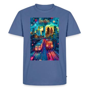Houston Poster Art 1 - Men's Premium T-Shirt - stone blue  - Front - Nico (187cm)
