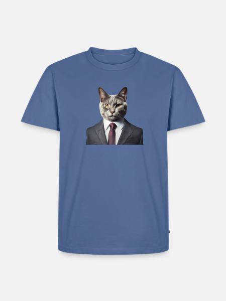 Cat in a suit - Men's Premium T-Shirt - stone blue