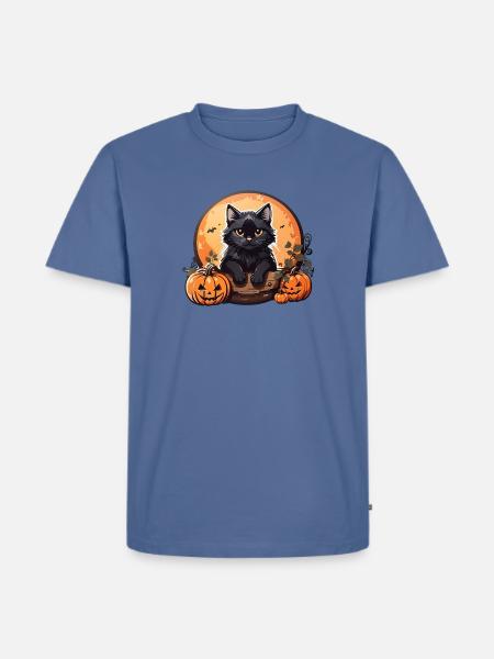 Halloween Cat - Men's Premium T-Shirt - stone blue