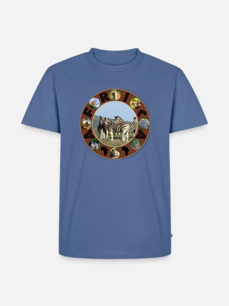 blue sky zebra africa circle - Men's Premium T-Shirt - stone blue