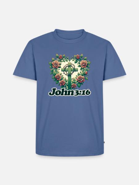 John 3:16 - Men's Premium T-Shirt - stone blue