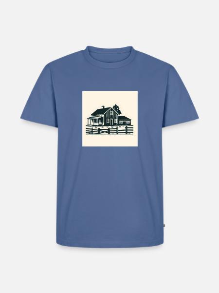 Rustic House Silhouette T-Shirt - Men's Premium T-Shirt - stone blue