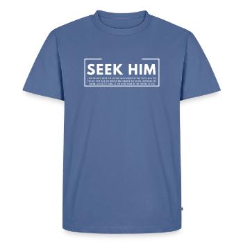 Seek Him - Men's Premium T-Shirt - stone blue  - Front - Nico (187cm)