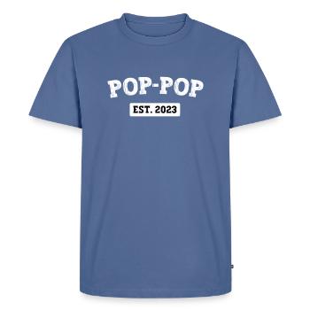 Pop-Pop Est 2023 Baby Pregnancy Announcement - Men's Premium T-Shirt - stone blue  - Front - Nico (187cm)