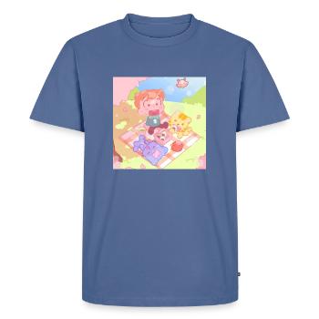 Cherryblossom Picnic - Men's Premium T-Shirt - stone blue  - Front - Nico (187cm)