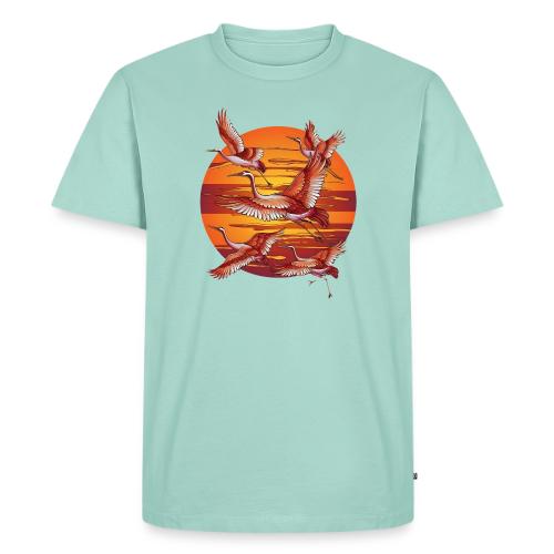 Japanese Cranes Migrating: Travel & Journey - Men's Premium T-Shirt