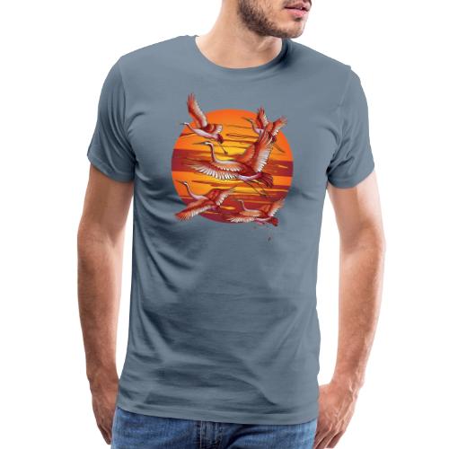 Japanese Cranes Migrating: Travel & Journey - Men's Premium T-Shirt