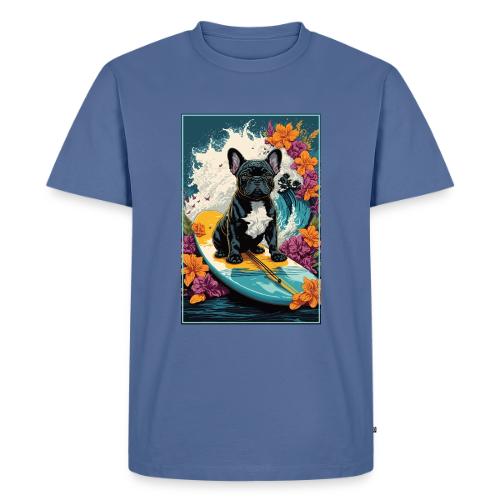French Bulldog Surfing A Flower Wave - Men's Premium T-Shirt