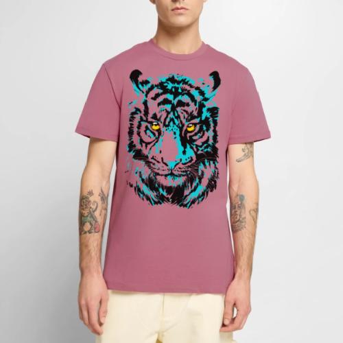 Artistic Tiger Head Portrait Drawing - Turquoise - Men's Premium T-Shirt