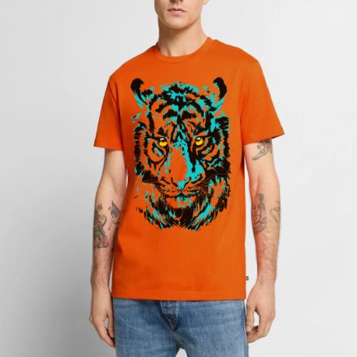 Artistic Tiger Head Portrait Drawing - Turquoise - Men's Premium T-Shirt
