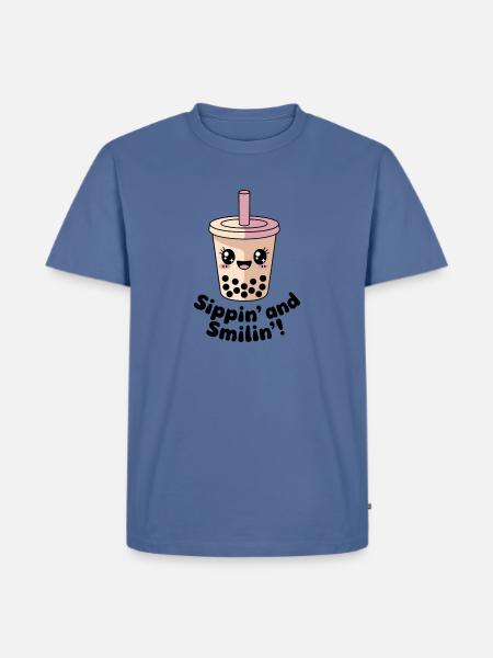 Sippin and Smilin - Men's Premium T-Shirt - stone blue