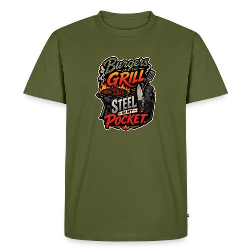 Burgers On The Grill Steel In My Pocket Knife BBQ - Men's Premium T-Shirt