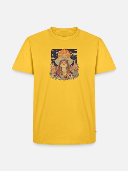 Mystic Sunflower Dreamer Illustration - Men's Premium T-Shirt - sun yellow