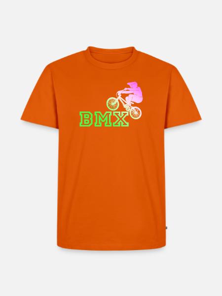 Neon BMX Rider Emblem - Men's Premium T-Shirt - orange