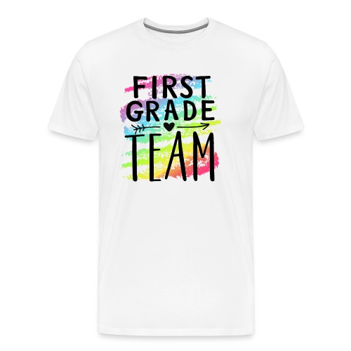 First Grade Team Crayon Splash Teacher T-Shirts - Men's Premium T-Shirt